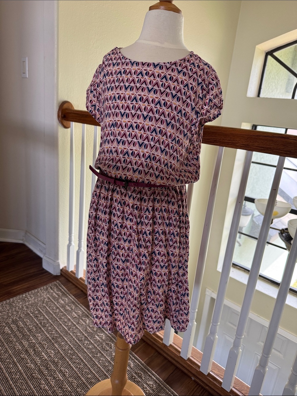 Crazy 8 Pink Geometric Belted Casual Dress